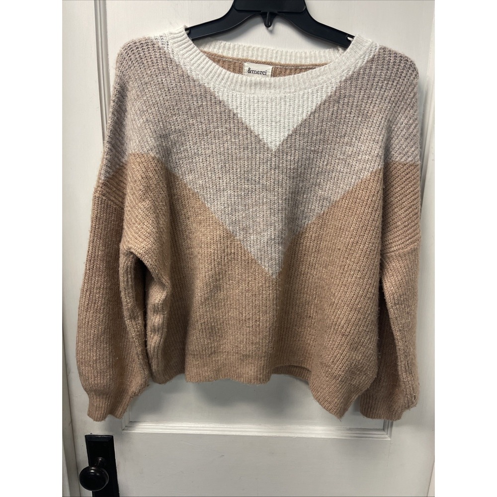 &merci Sweater Women's Oversized Sleeve Crew Neck Pullover
